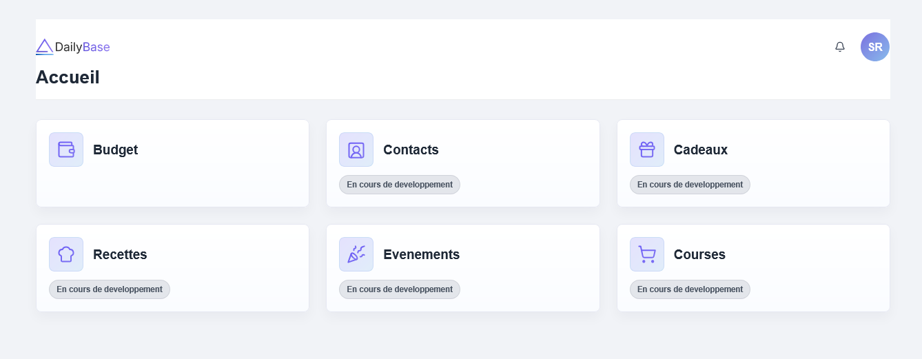 Aperçu de la vue hub DailyBase